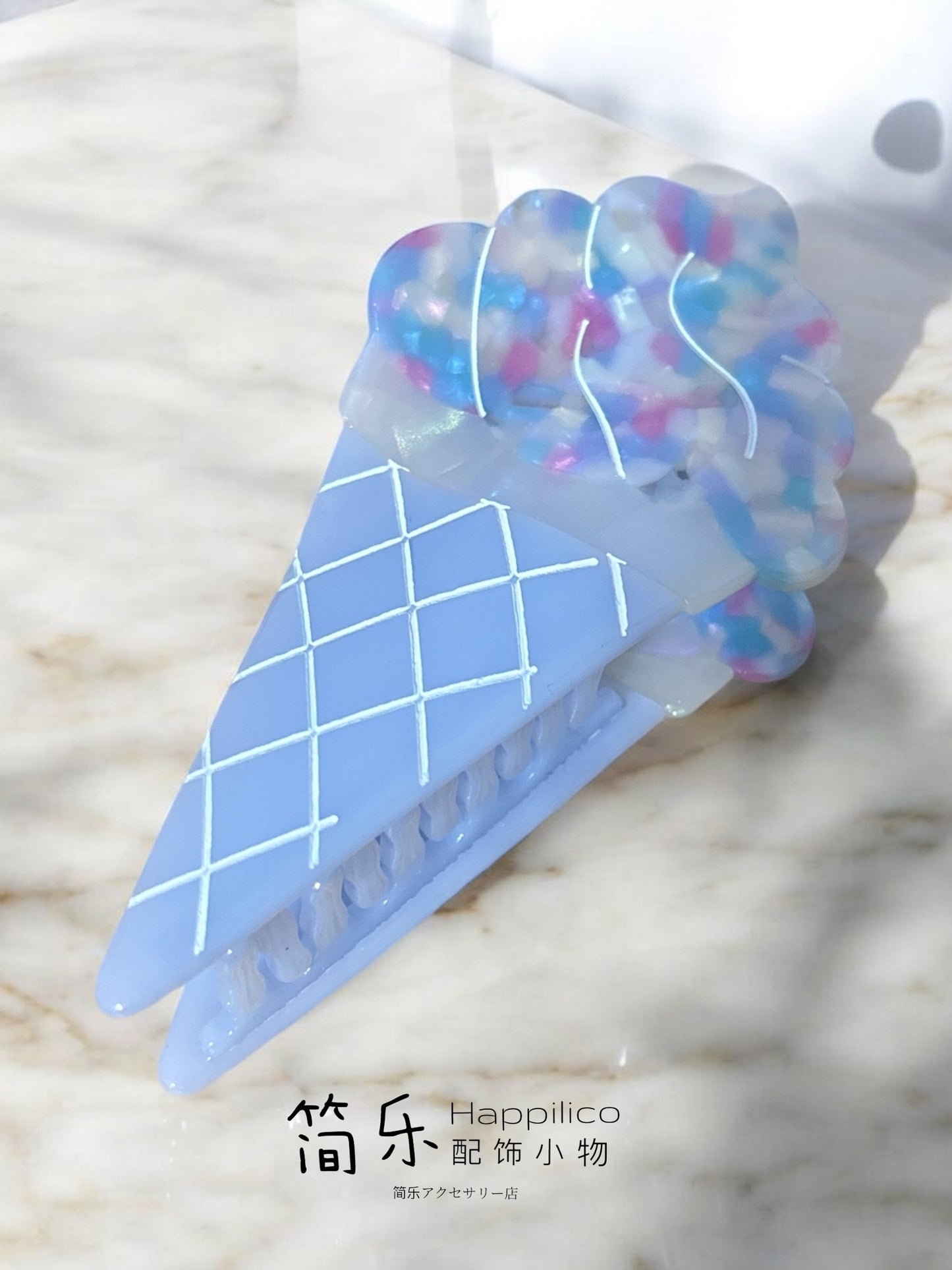 Sweet desserts acetate hair claw series - Blue soft serve ice- cream